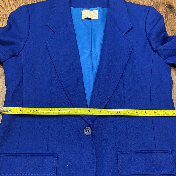 VTG Pendleton Womens Size 12 Pure Wool Lined Career Blue Blazer USA Made 3button - Picture 6 of 12